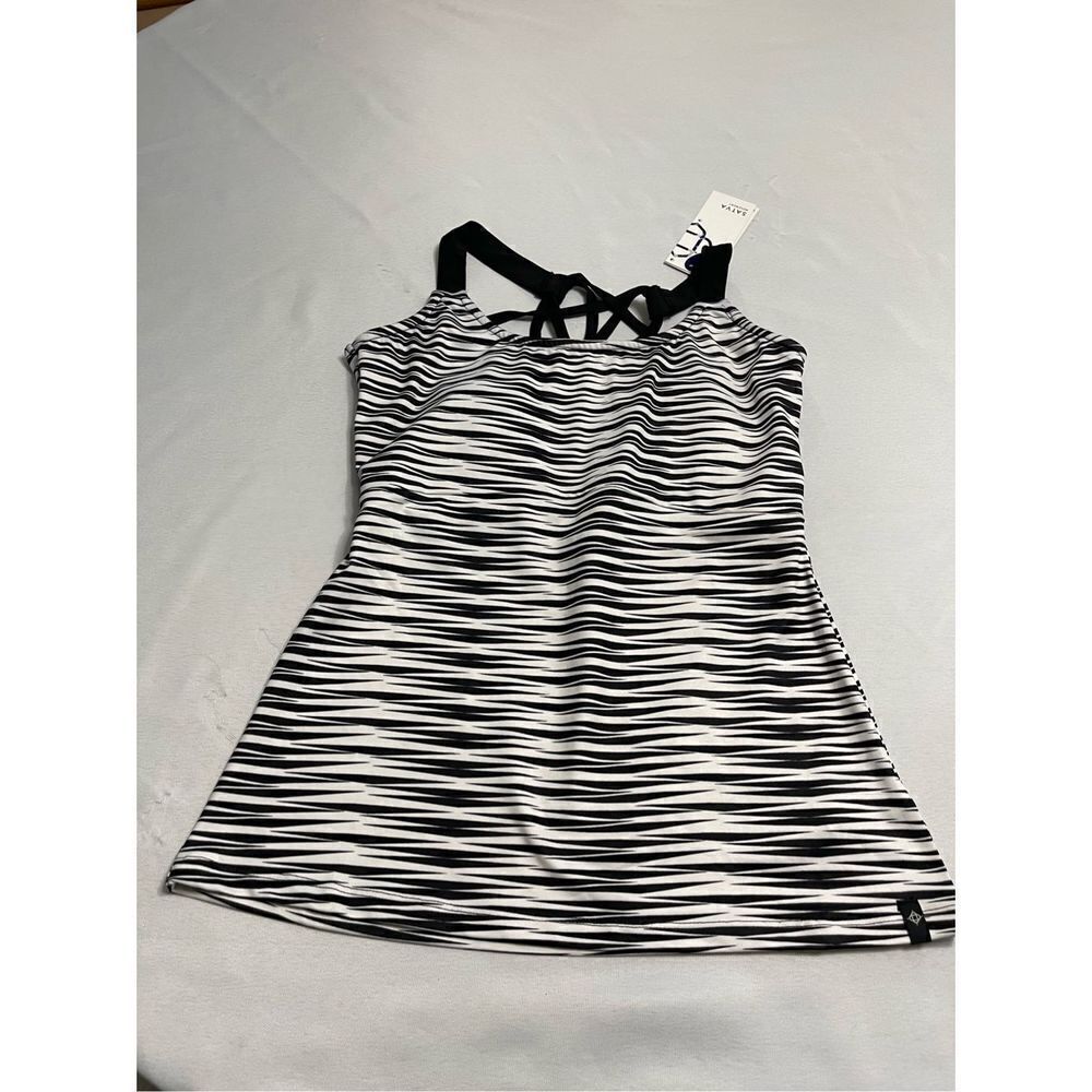 NWT Satva Movement Kala Cami Black White Arrow Print Tank Top Size Large New